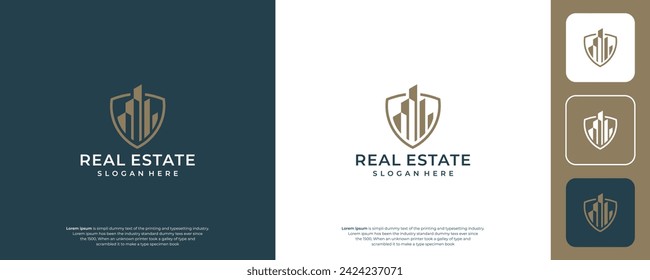 Creative shield building logo design template element