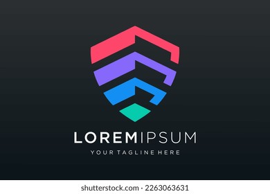 Creative Shield combined building logo and icons set. Vector logo design template.