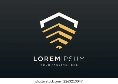 Creative Shield combined building logo and icons set. Vector logo design template.