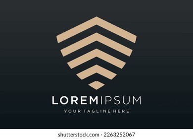 Creative Shield combined building logo and icons set. Vector logo design template.