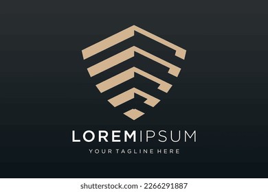 Creative Shield combined building logo and icons set. Vector logo design template.