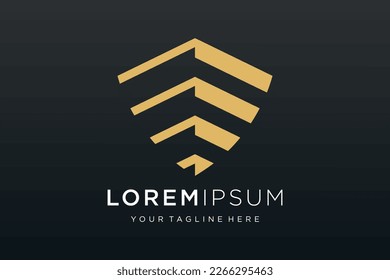 Creative Shield combined building logo and icons set. Vector logo design template.