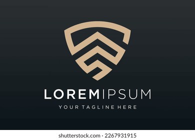 Creative Shield combined building logo and icons set. Vector logo design template.