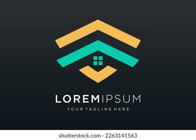 Juego de iconos y el logotipo combinado de la casa de Creative Shield. Plantilla de diseño del logotipo del vector.