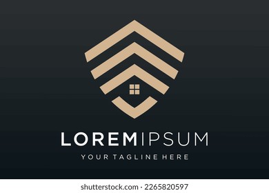 Creative Shield combined house logo and icons set. Vector logo design template.