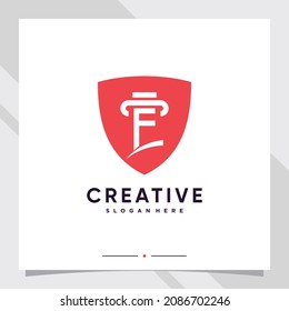 Creative shield combined law logo design initial letter f