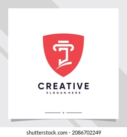 Creative Schild kombiniert Gesetz Logo Design Anfangsbuchstabe j