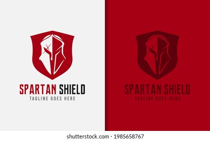Creative Shield Combined with Spartan Gladiator Silhouette Logo Design.