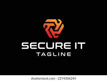 Creative shield cyber tech security logo design