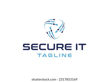 Creative shield cyber tech security logo design