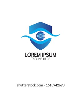 Creative Shield Eye Vision Logo Design Symbol Vector Illustration