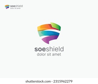 Creative shield with letter s logo