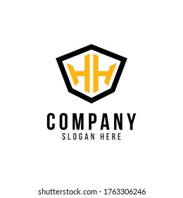 Creative Shield Logo With HH Letter. Letter HH logo icon design template elements - vector sign. Sign of Protection, Guard, Insurance and Security. Initial HH vector design template with shield.