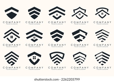 Creative Shield logo and icons set. Vector logo design template.