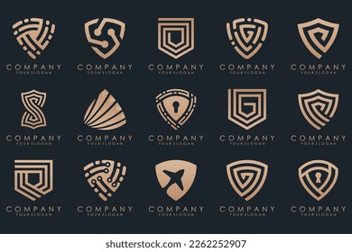 Creative Shield logo and icons set. Vector logo design template.