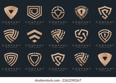 Creative Shield logo and icons set. Vector logo design template.