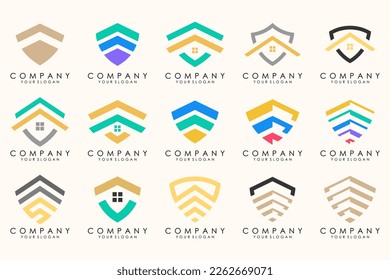 Creative Shield logo and icons set. Vector logo design template.