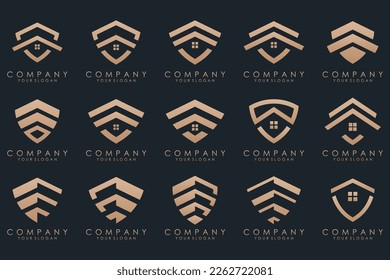 Creative Shield logo and icons set. Vector logo design template.