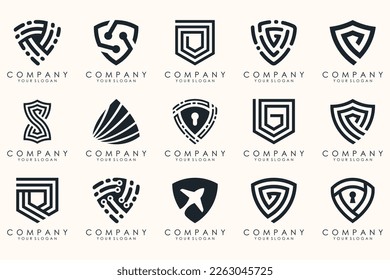 Creative Shield logo and icons set. Vector logo design template.