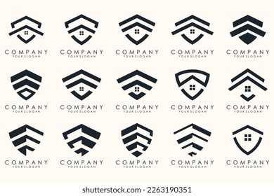 Creative Shield logo and icons set. Vector logo design template.