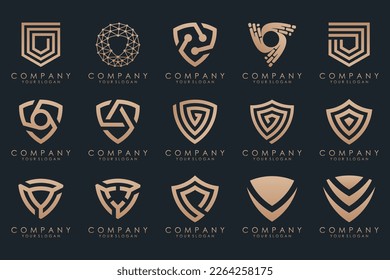 Creative Shield logo and icons set. Vector logo design template.