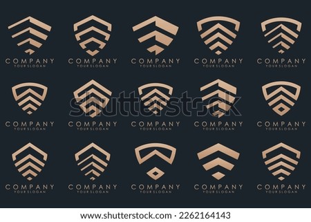 Creative Shield logo and icons set. Vector logo design template.