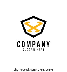 Creative Shield Logo With X Letter. Letter X logo icon design template elements - vector sign. Sign of Protection, Guard, Insurance and Security. Initial X vector design template with shield.