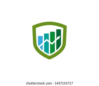 Creative Shield Statistic Chart Arrow Logo Design Vector Symbol Illustration