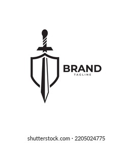 creative shield sword logo vector.