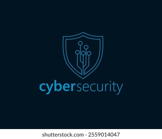 creative shield technology with line concept logo design