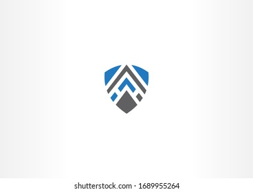 Creative shield vector logo illustration. Simple style logo design concept