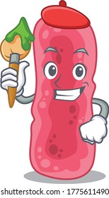 A creative shigella sonnei artist mascot design style paint with a brush