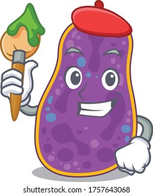 A creative shigella sp. bacteria artist mascot design style paint with a brush