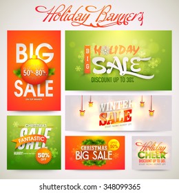 Creative shiny banner set of Big Sale with discount offer for Holiday celebrations.