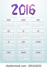 Creative shiny Calendar design for Happy New Year 2016 celebration.