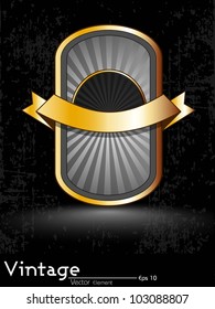 Creative and shiny glossy frame with ribbon on retro isolated background. EPS 10. Vector illustration.