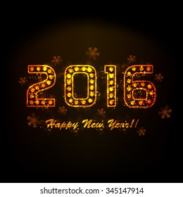 Creative shiny golden text 2016 on snowflakes decorated background for Happy New Year celebration.