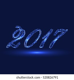 Creative shiny text 2017 on blue background