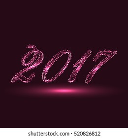Creative shiny text 2017 on purple background