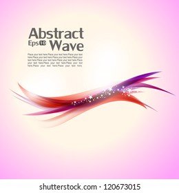 Creative shiny wave in light pink background with stars.