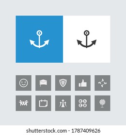 Creative Ship Anchor Icon with Bonus Icons.
