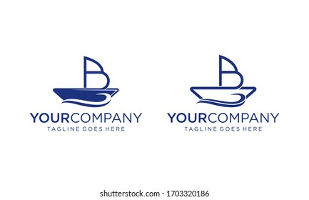 Creative ship with B letter for logo design concepts editable
