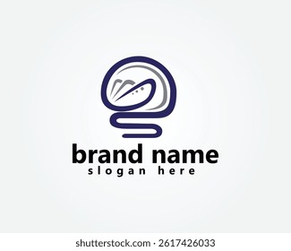 creative ship logistics, shipping logo, abstract ship and sun with one line concept, logo design inspiration