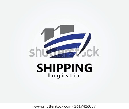 creative ship logistics, shipping logo, ship carrying two containers, logo design inspiration