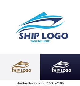 creative Ship logo, nautical sailing boat icon vector design