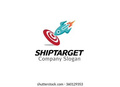 Creative Ship Rocket target Logo Symbol Design Illustration 