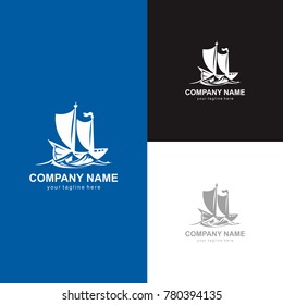 Creative Ship Sailing boat Icon Vector Illustration 