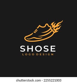 creative Shoes  logo design. Vector illustration running Shoes and fire. modern logo design vector icon template