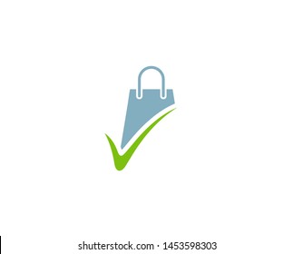 Creative Shop Bag Check Logo Design Vector Symbol Illustration