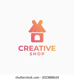 Creative shop logo, deal logo design, commerce design concept, house logo, home logo, love shop design